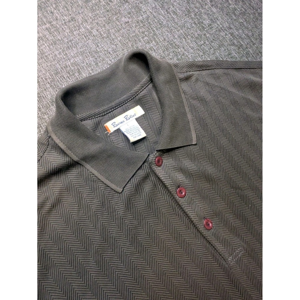 Vintage Burma Bibas Polo Striped Micro Pattern Short Sleeve Golf Shirt Large